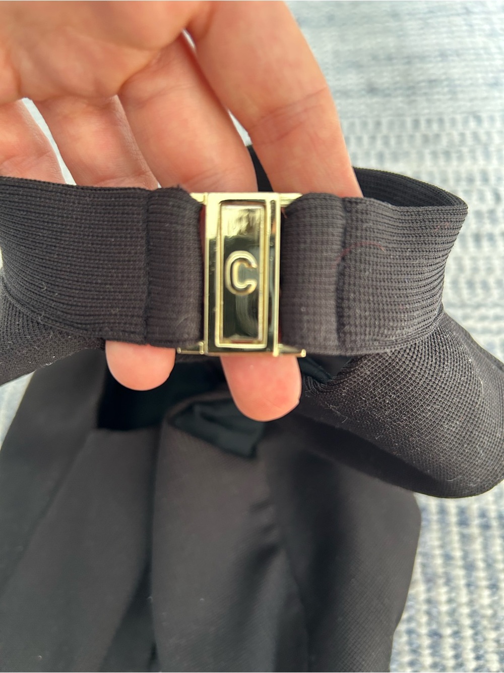 C Black Gold-Accented High Neck One-Piece - Picture 3 of 3